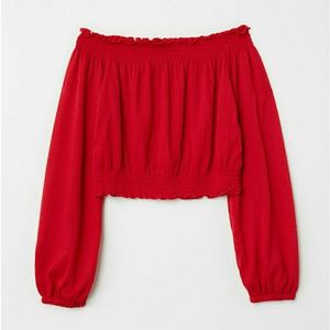 NWOT off the shoulder red long sleeve top